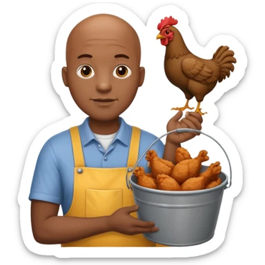 Bald black guy with fried chicken bucket sticker