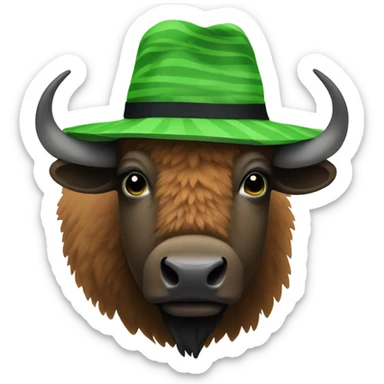 Bison with a green hat black striped  sticker