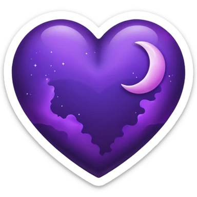 dark purple heart with a purple Moon sticker