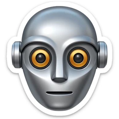 The Wild Robot movie robot head, minimalistic, rounded features, metallic, expressive sticker