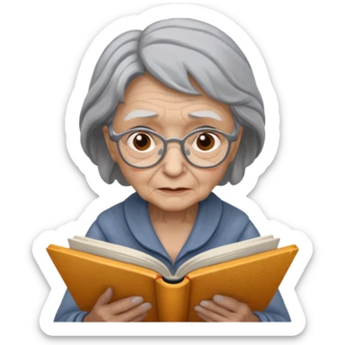 old woman read book sticker
