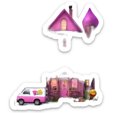 Barbie’s 5 story tall haunted dream house and food truck  sticker