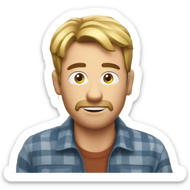 White man chewing on hay sticker