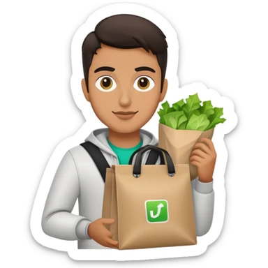 amir holding uber eats bag sticker