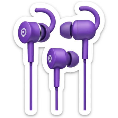purple wired earbuds sticker