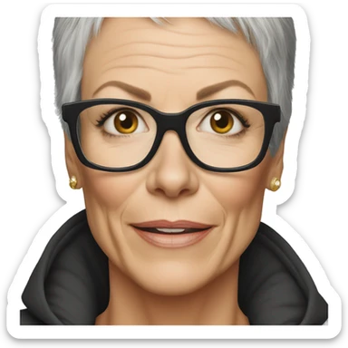 super realistic jamie lee curtis wearing tee sticker