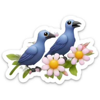 Birds with flowers sticker