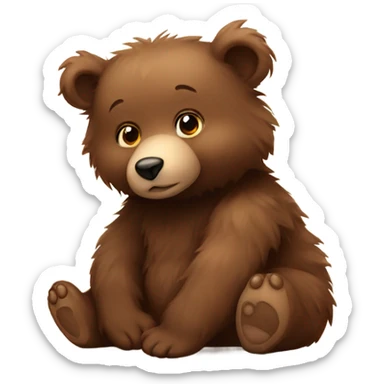 Baby bear brown fluffy sticker