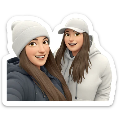 smiling girls in outdoor setting sticker