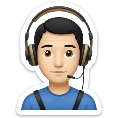 light black hair man with headphones sticker