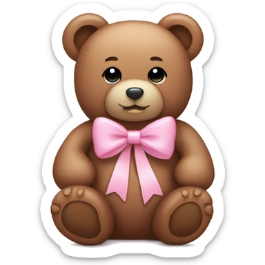 teddy bear with baby pink bow sticker
