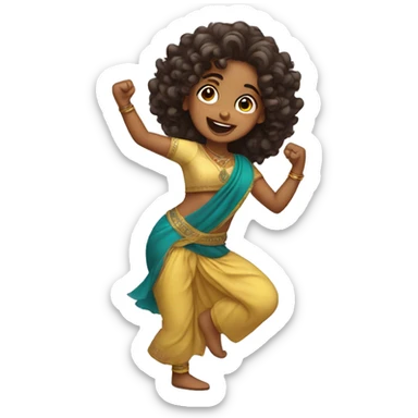 Indian girl with curly hair dancing sticker