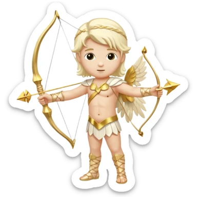 Cupid, God of Love from Gods and Goddesses with long platinum blonde hair, cream sequin outfit sticker