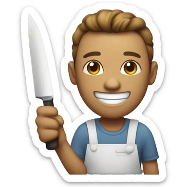 Smiling while holding carving knife sticker