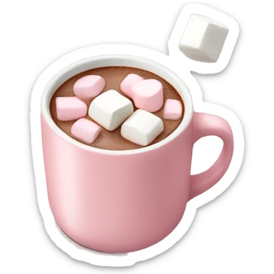 Light Pink mug of hot chocolate with marshmallows  sticker