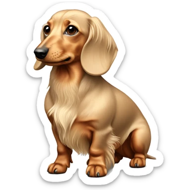 Light Beige color long hair dachshund full body sticker