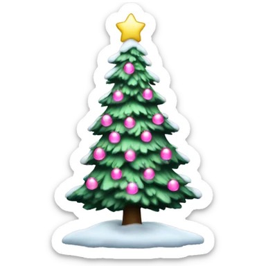 snowy christmas tree with pink lights  sticker