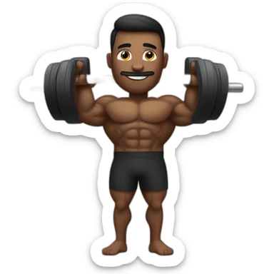 un homme noire musclé en position de fitnesse avec les biceps en l air sticker