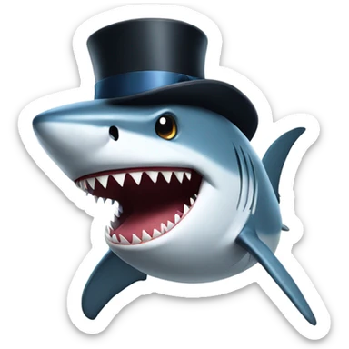 Shark with a top hat sticker