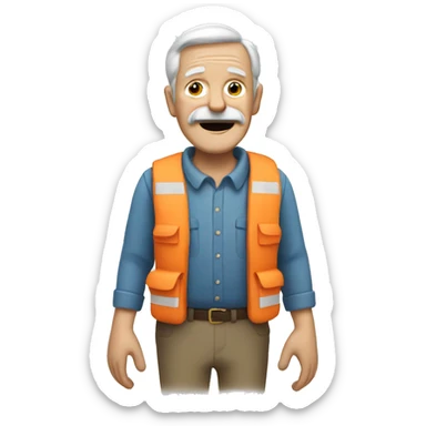 old man with walker and has a life vest on  sticker