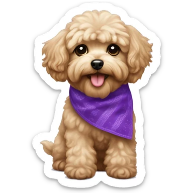 Tan maltipoo dog with purple bandana sticker