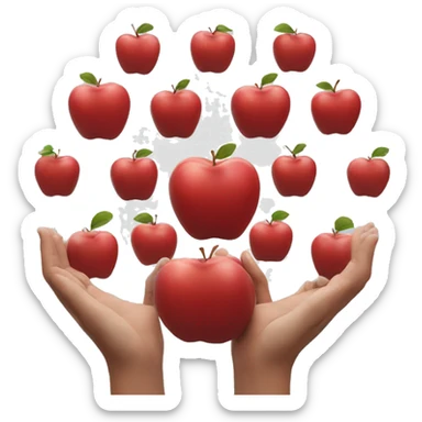 red apple in hands sticker