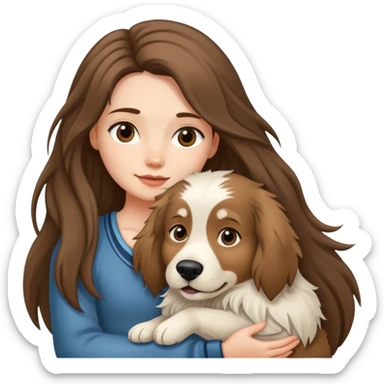 Black long-haired girl holding an Alaskan dog sticker