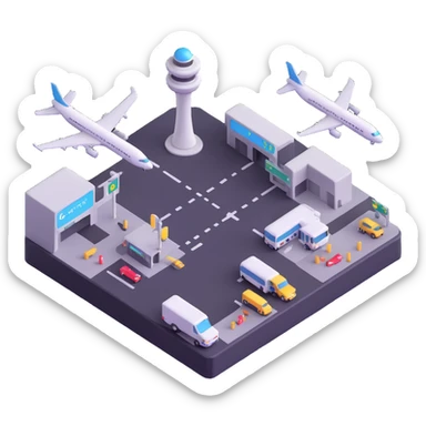 international airport with multiple terminals sticker