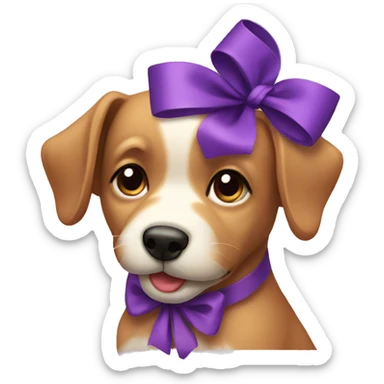 A dog with purple bow sticker
