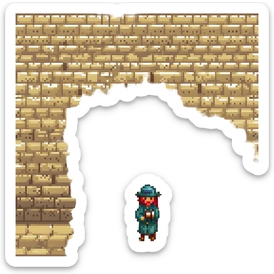 a kotel (Western Wall) illustration, pixel art style sticker