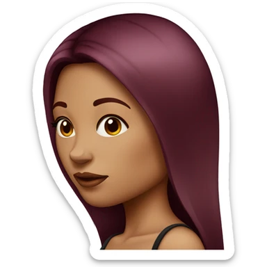 Tattooed woman with long straight burgundy hair sticker