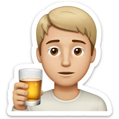 chico de pleo corto marron con un poco de rubio fondo blanco y borracho sticker