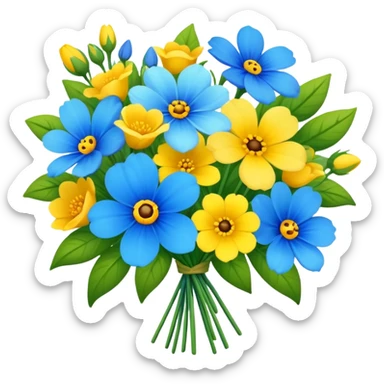 Bouquet of blue and yellow flowers sticker