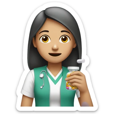 Girl taking medicine sticker