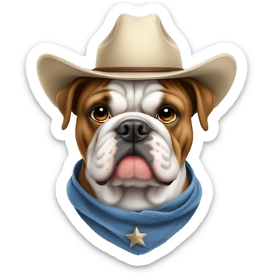 English bulldog wearing cowboy hat sticker