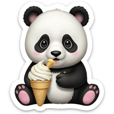 Panda eating ice cream sticker