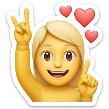 Let there be a middle finger pointing up and smiley emoji with hearts. sticker