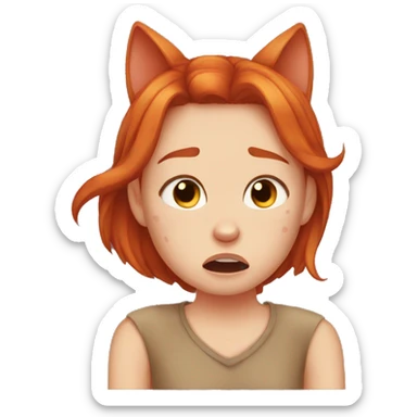 Redhead cat girl crying  sticker