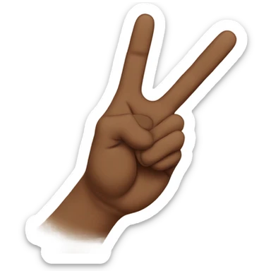 brown hand peace sign using the pointer and thumb, with palms out sticker