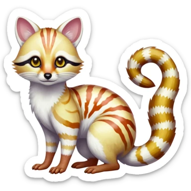 Iridescent white albino colorful fruity blingy crystalline Genet-Numbat-Ocelot-Tanuki-Ocicat-hybrid-fusion, full body sticker