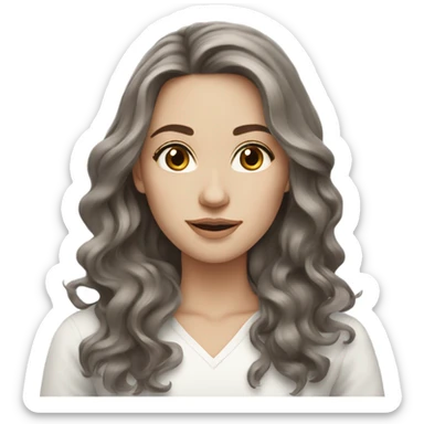 Dark brown hair brown eyes long wavy hair white skin woman sticker