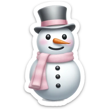 Cute white and light pink snowman sticker
