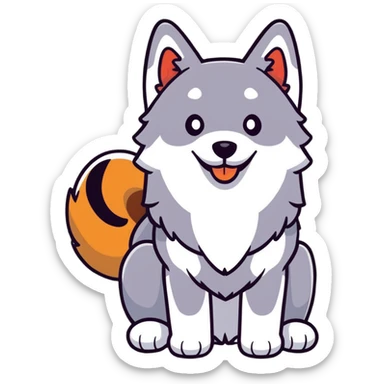 happy cinnamon colored husky dog sticker