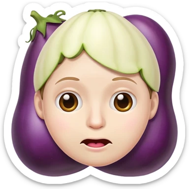 tired face emoji holding an eggplant to its mouth sticker