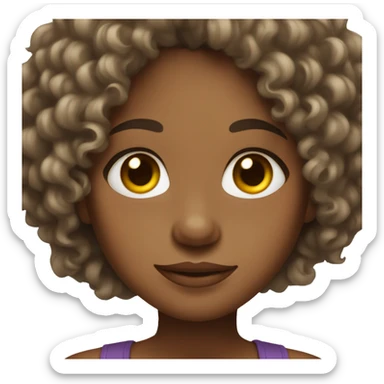 brown girl with curly hair and brown eyes sticker
