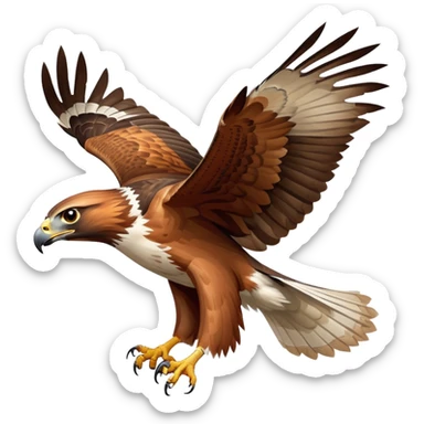 cinematic-red-tailedhawk-realistic-full-body-hunting-emoji,-powerful-brown-and-white-feathered-frame-gliding-over-a-vast-landscape,-sharp-hooked-beak-partially-open,-intelligent-eyes-focused-intensely-on-the-ground-below,-strong-talons-flexing-in-anticipation,-broad-wings-catching-the-wind-with-effortless-grace,-simplified-yet-realistic-focused-features,-highly-detailed,-glowing-with-a-bold-determined-light sticker