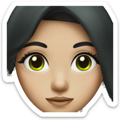 A girl with green eyes and black hair sticker
