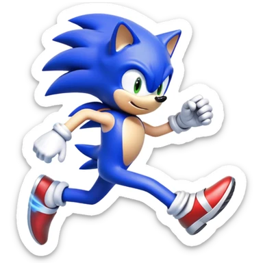Sonic the Hedgehog running fast with blue blur sticker