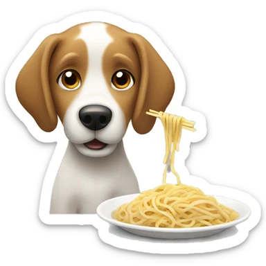 Dog eating noodles sticker