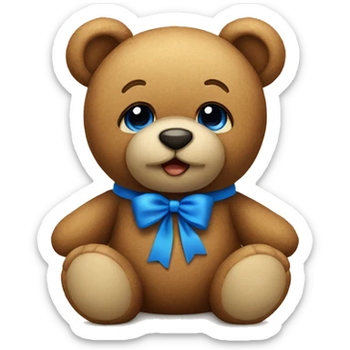 Teddy with blue bow sticker